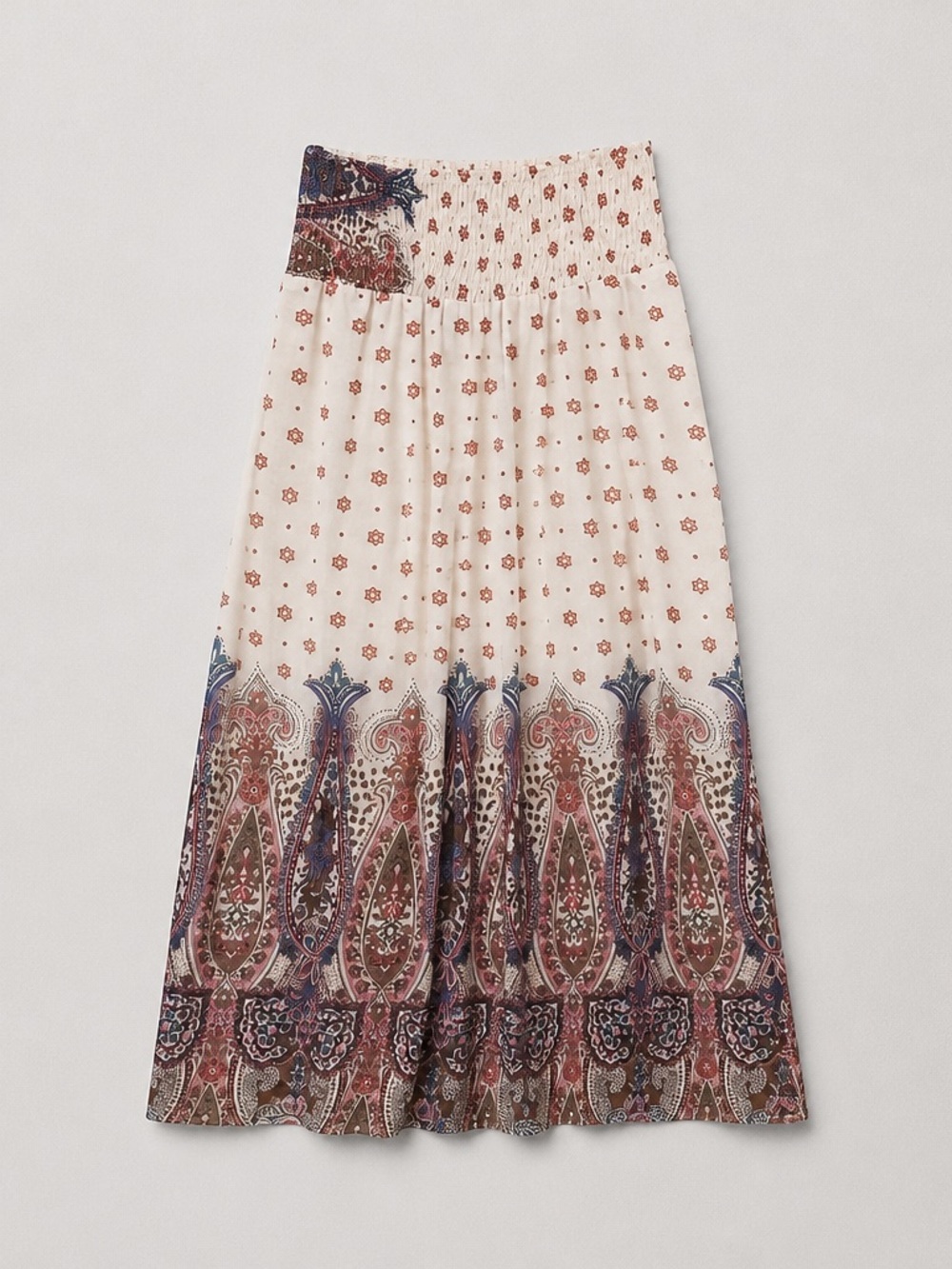 Boho Paisley palozo Pants  in Cream and Burgundy paisley boho Pants